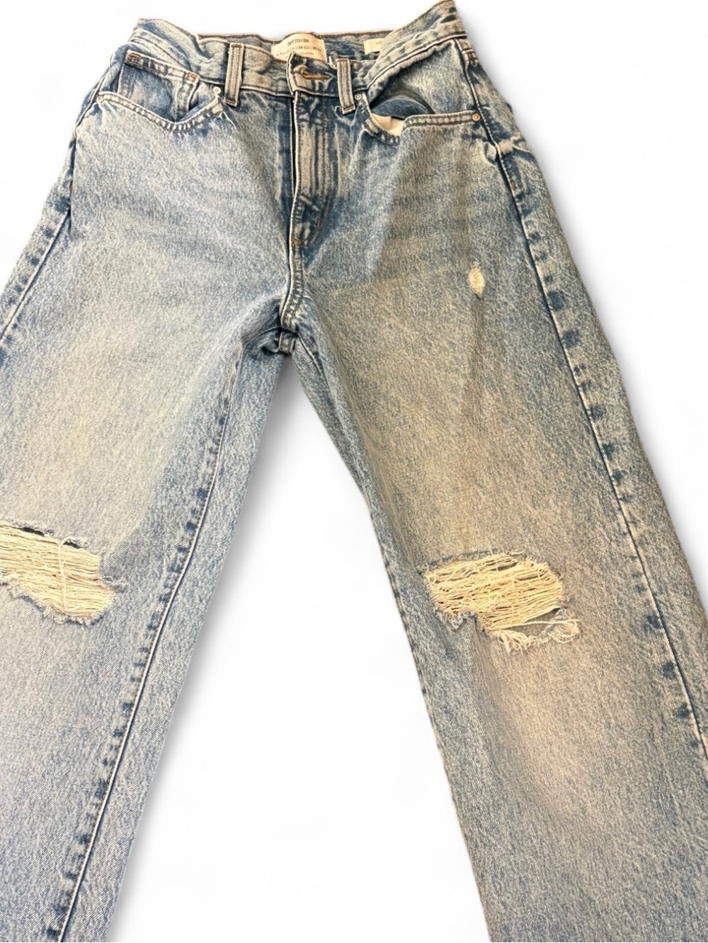 Cotton On Light Wash Distressed Boyfriend Jeans